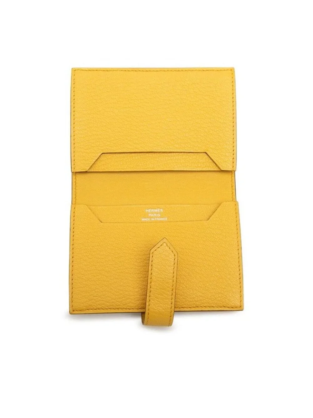 Hermes Bearn Card Case Sun Yellow Silver Chevre